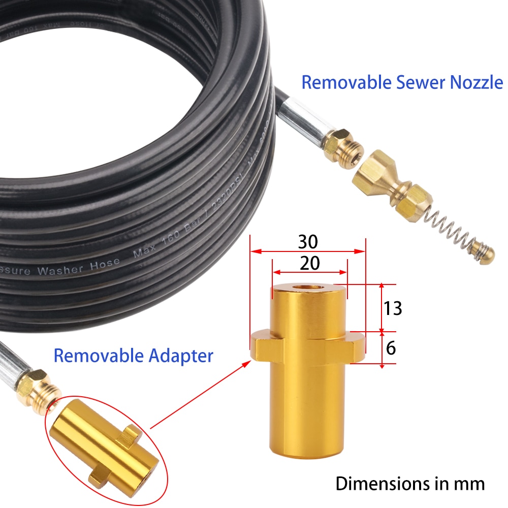 10~20 Meters 2320psi 160bar High Pressure Washer Sewer Drain Water Cleaning Hose Pipe Cleaner for Karcher K2 K3 K4 K5 K6 K7