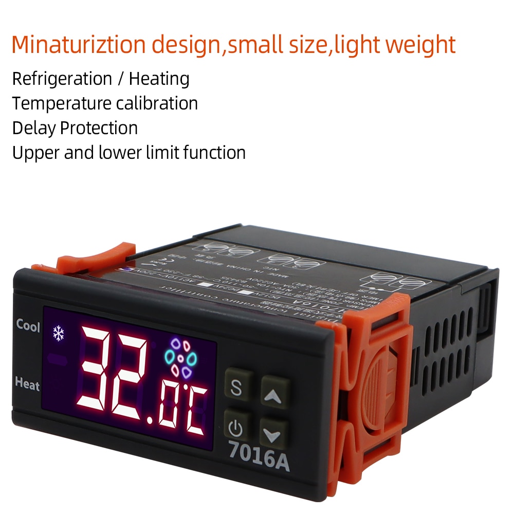 7016A Digital Temperature Controller Switch Controller 30A High-Power Temp Control Thermostat Heating Cooling NTC Sensor