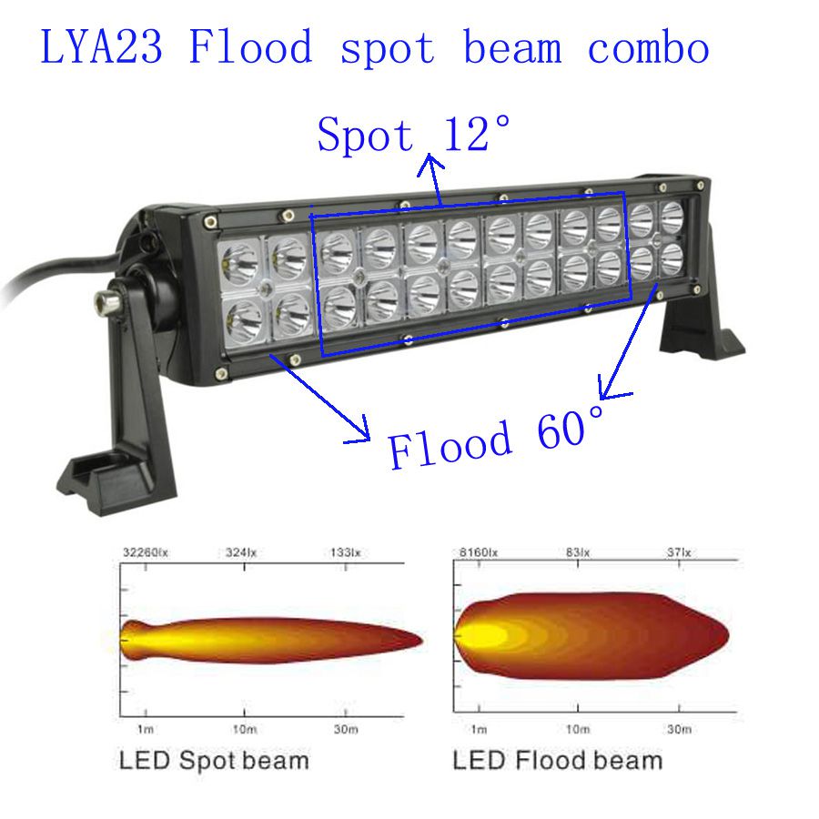 13.5" 72W CREE Led light bar 60'' FLOOD light 12'' SPOT light WORK light off road light 4wd boat White