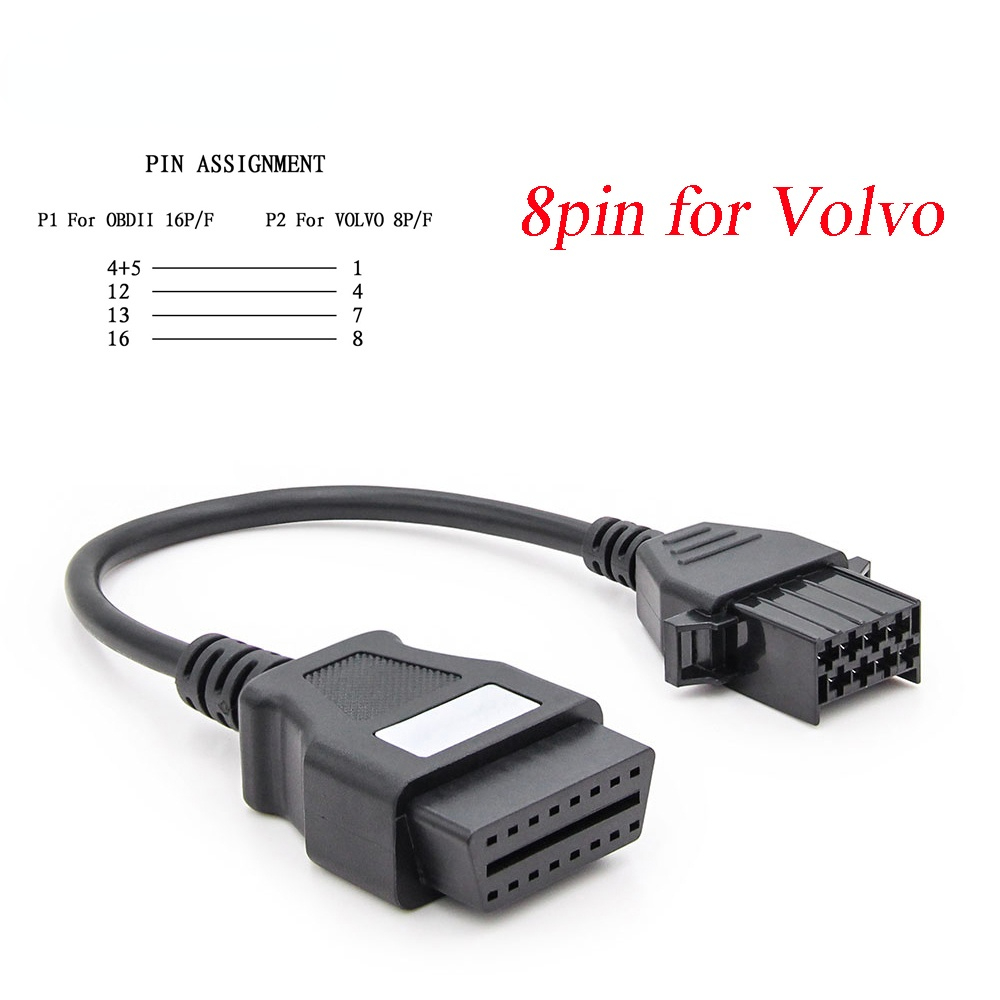 OBD2 8 Pin Car Diagnostic Tool 16 Pin Cable For Volvo 8pin Truck Heavy Duty OBD Adapter Connectors OBD 2 OBDII Scanner