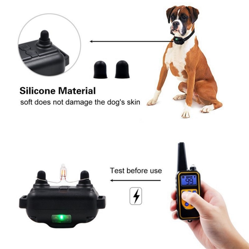 800m Pet Remote Control Dog Training Collar Waterproof Rechargeable Dog toys Bark stopper Shock Vibration Sound for 3 dogs