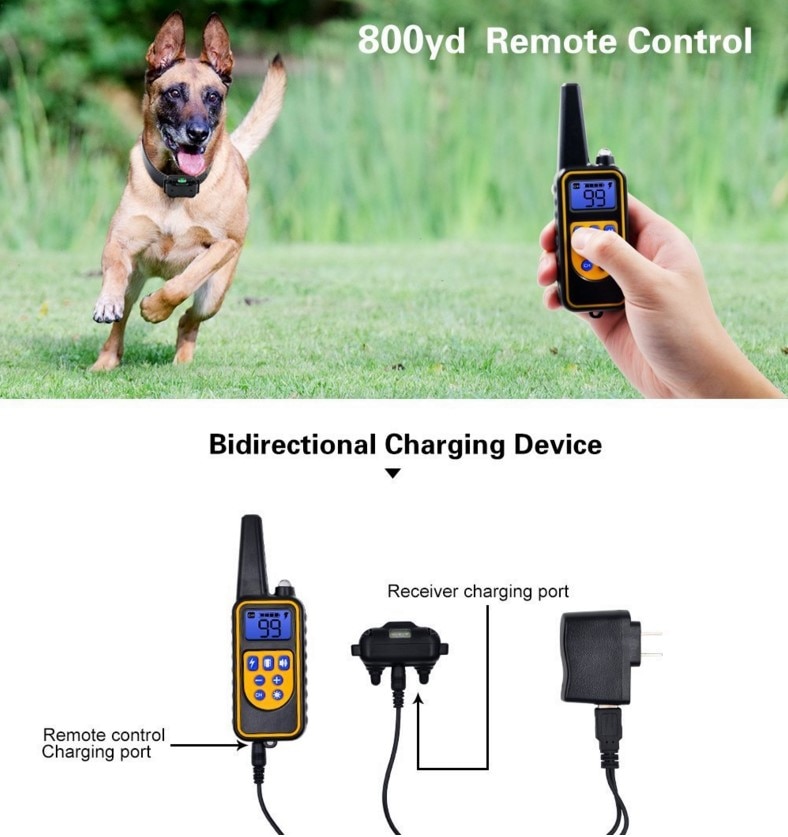 800m Pet Remote Control Dog Training Collar Waterproof Rechargeable Dog toys Bark stopper Shock Vibration Sound for 3 dogs