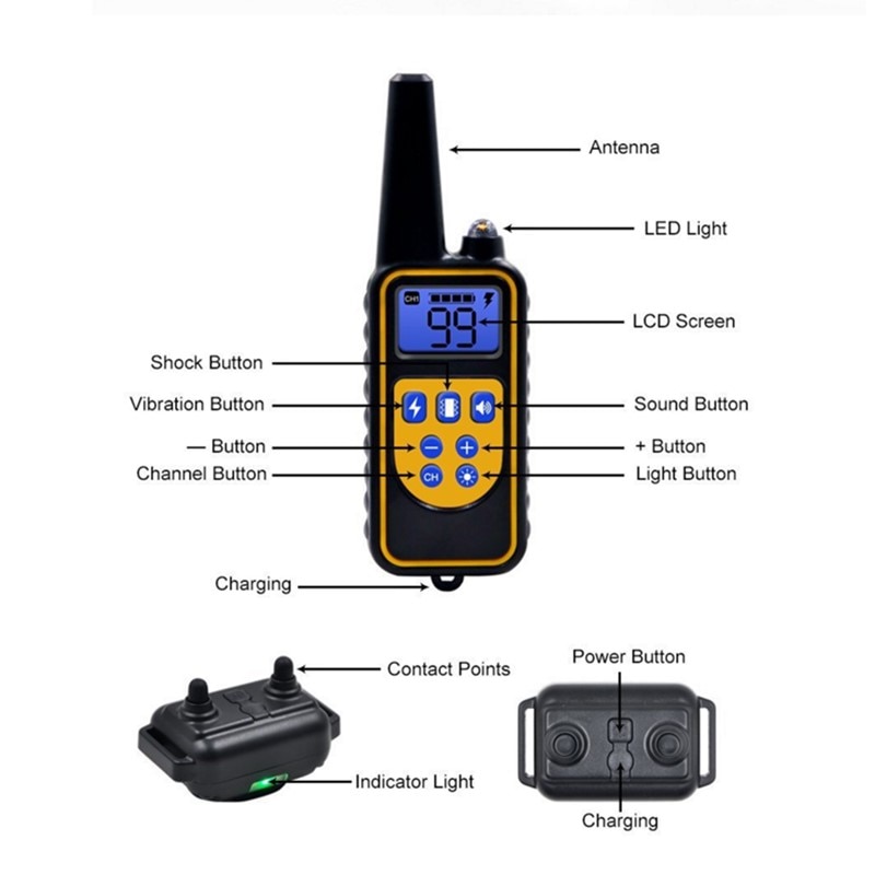 800yd Electric remote Dog Training Collar Waterproof Rechargeable LCD Display for All Size beep Shock Vibration mode 40%off
