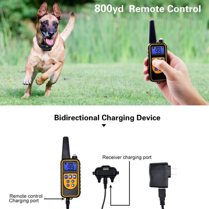 800yd Electric remote Dog Training Collar Waterproof Rechargeable LCD Display for All Size beep Shock Vibration mode 40%off