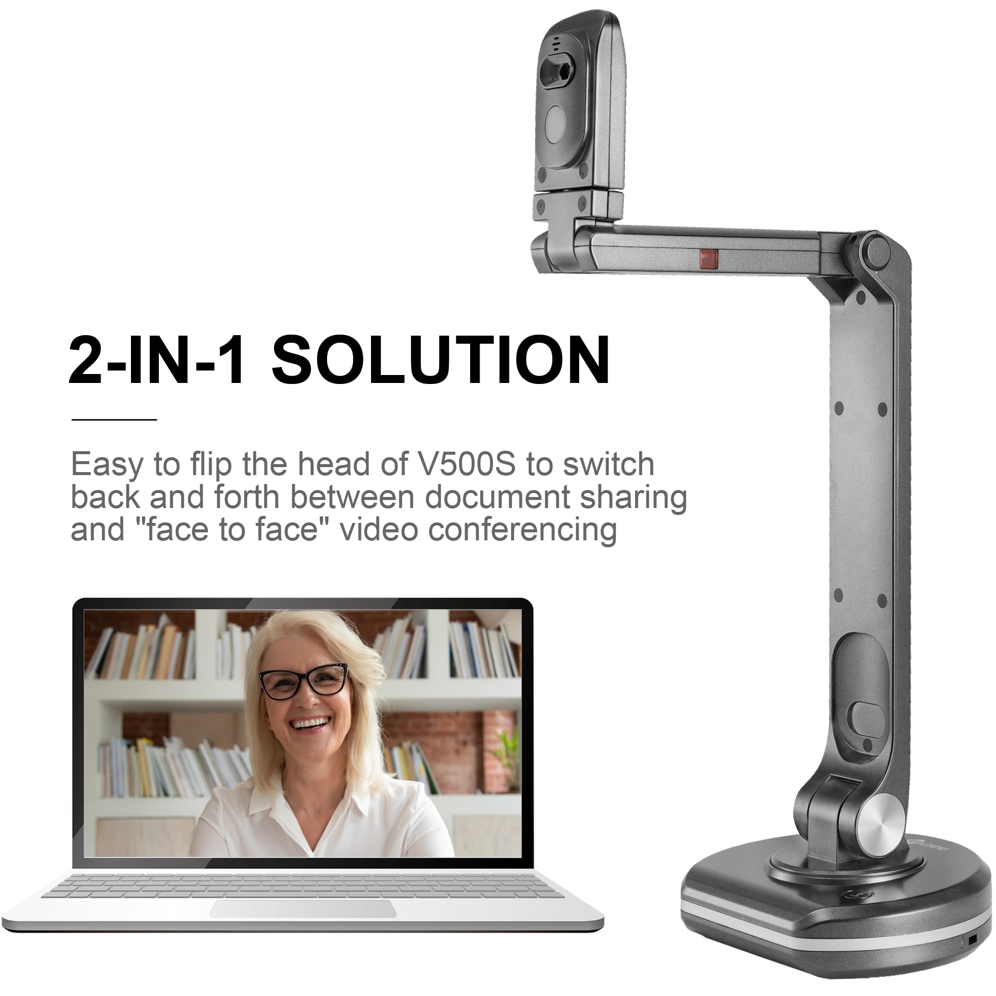 V500s 8MP USB Visualiser/Document Camera, A3 format, Distance Learning, Web Conferencing, for Mac, Windows, Chromebook