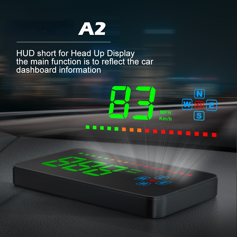 A2 GPS HUD Head Up Display Digital Speedometer Electronics Auto Windshield Projector Speed Alarm Car Accessories