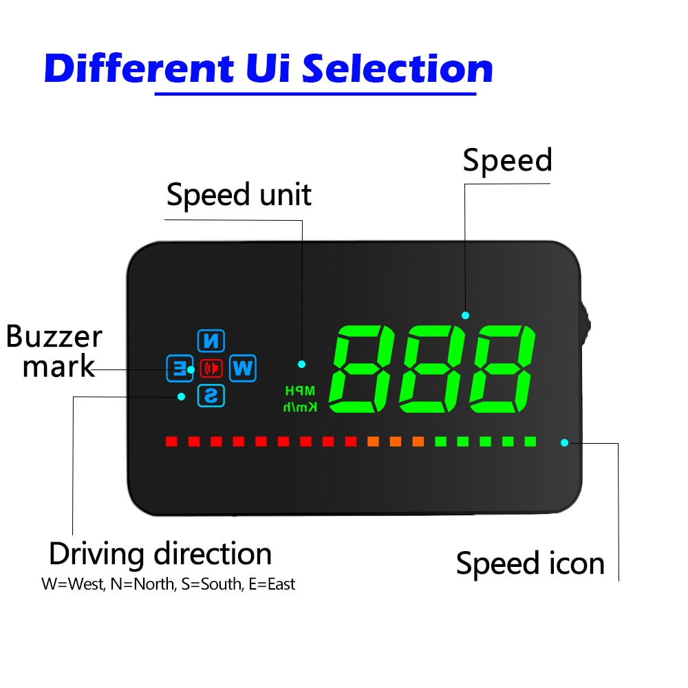 A2 GPS HUD Head Up Display Digital Speedometer Electronics Auto Windshield Projector Speed Alarm Car Accessories