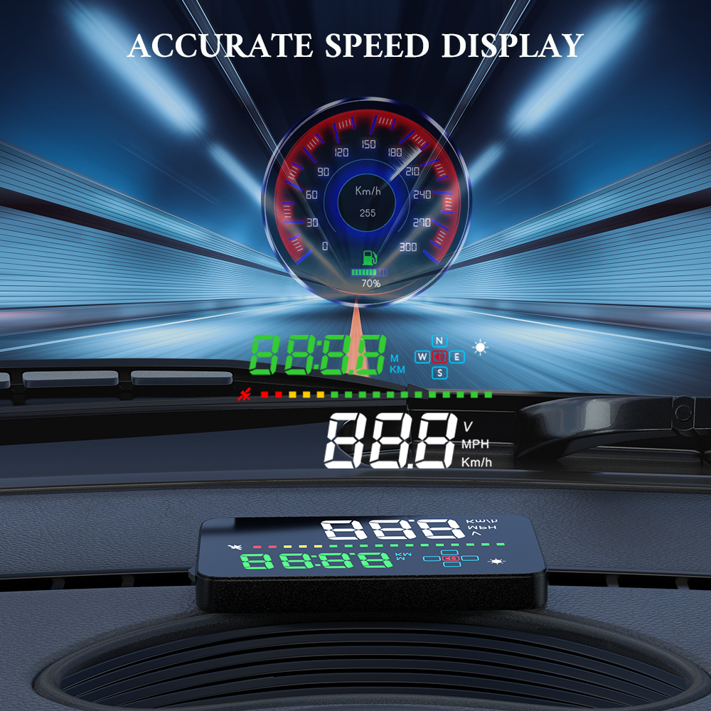A3 GPS HUD Auto Vehicle Speed Display Voltage Multifunction Meter Alarm Projector Head Up Display Car Suitable for All Cars
