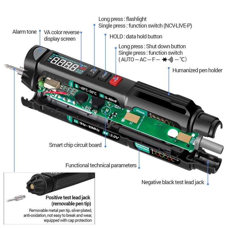 A3008 Digital Multimeter Auto Intelligent Sensor Pen Tester 6000 Counts NonContact Voltage Meter Multimetre polimetro