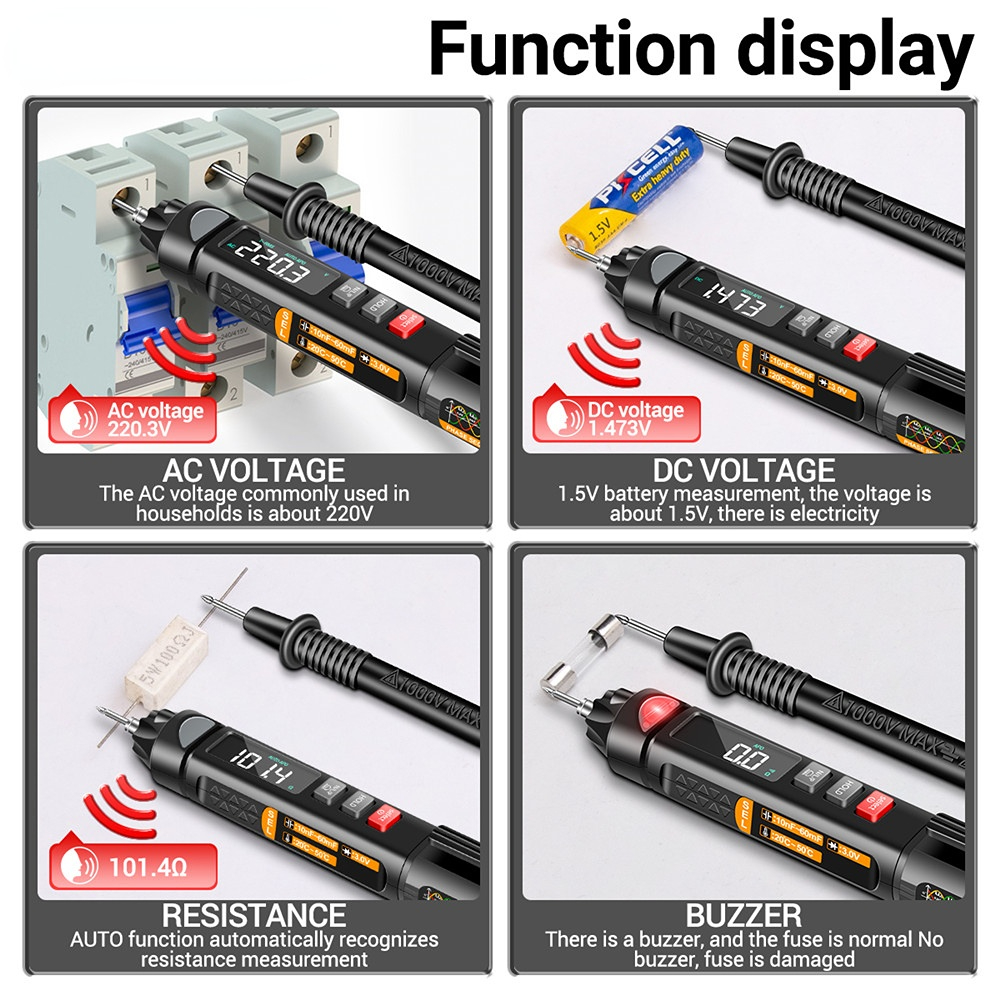 ANENG A3009 Mini Digital Multimeter Pen Smart Voice Broadcast Tester Meter Multimetro DC AC Voltage Professional Test Tools