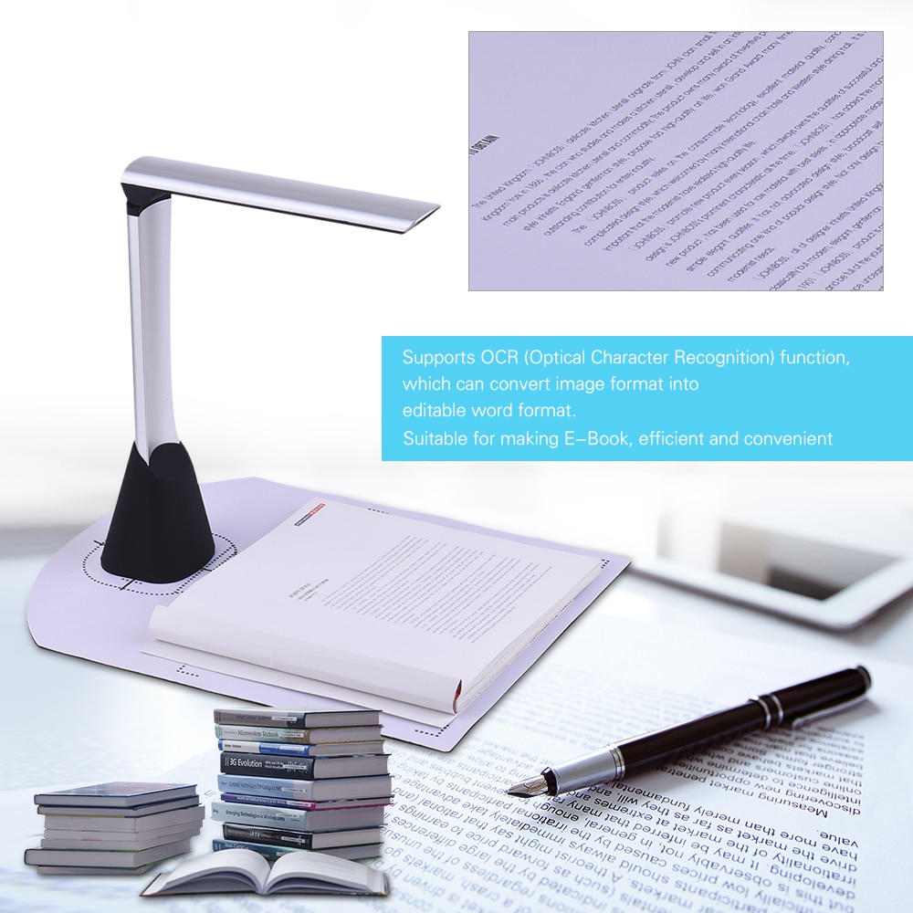 A4 Portable High Speed USB Book Picture Document Camera Scanner 5 Mega-pixel HD High-Definition Max with OCR Function LED Light