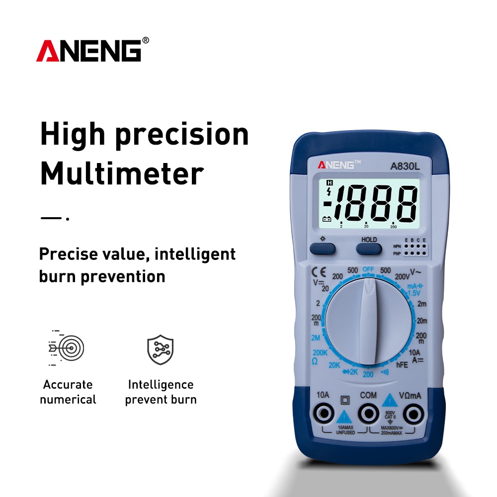 ANENG A830L Profesional Eletric Smart Digital Multimeter 1999 Counts Accurate Range AC/DC Voltage Current Tester Lcr Meter