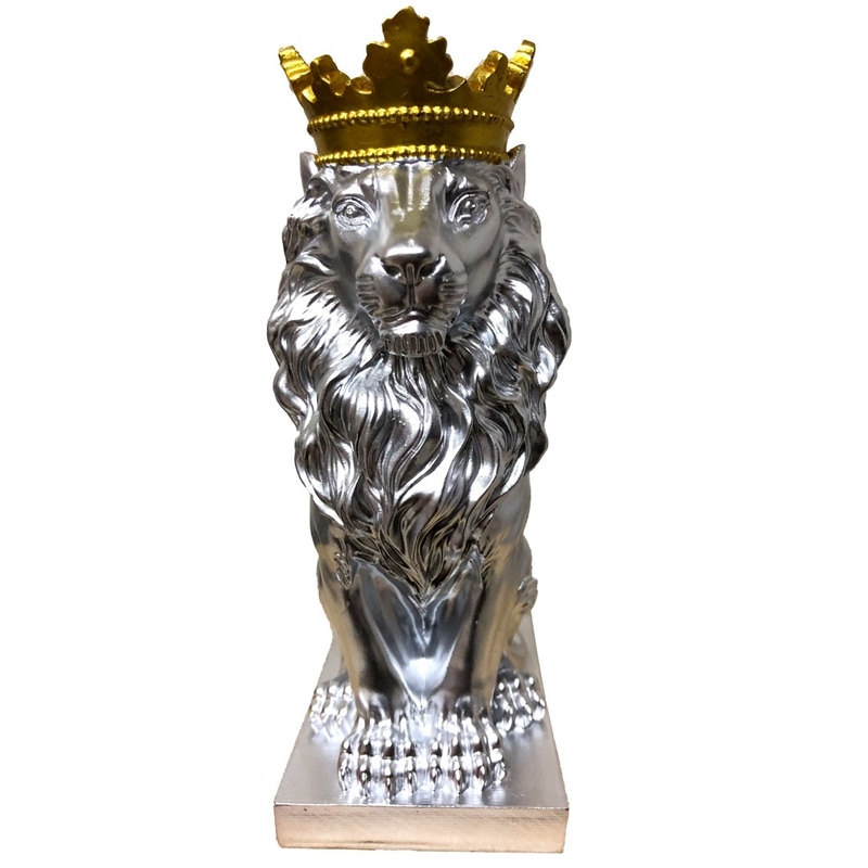 Abstract Crown Lion Sculpture Home Office Bar Male Lion Faith Resin Statue Model Crafts Ornaments Animal Origami Art Decor Gift