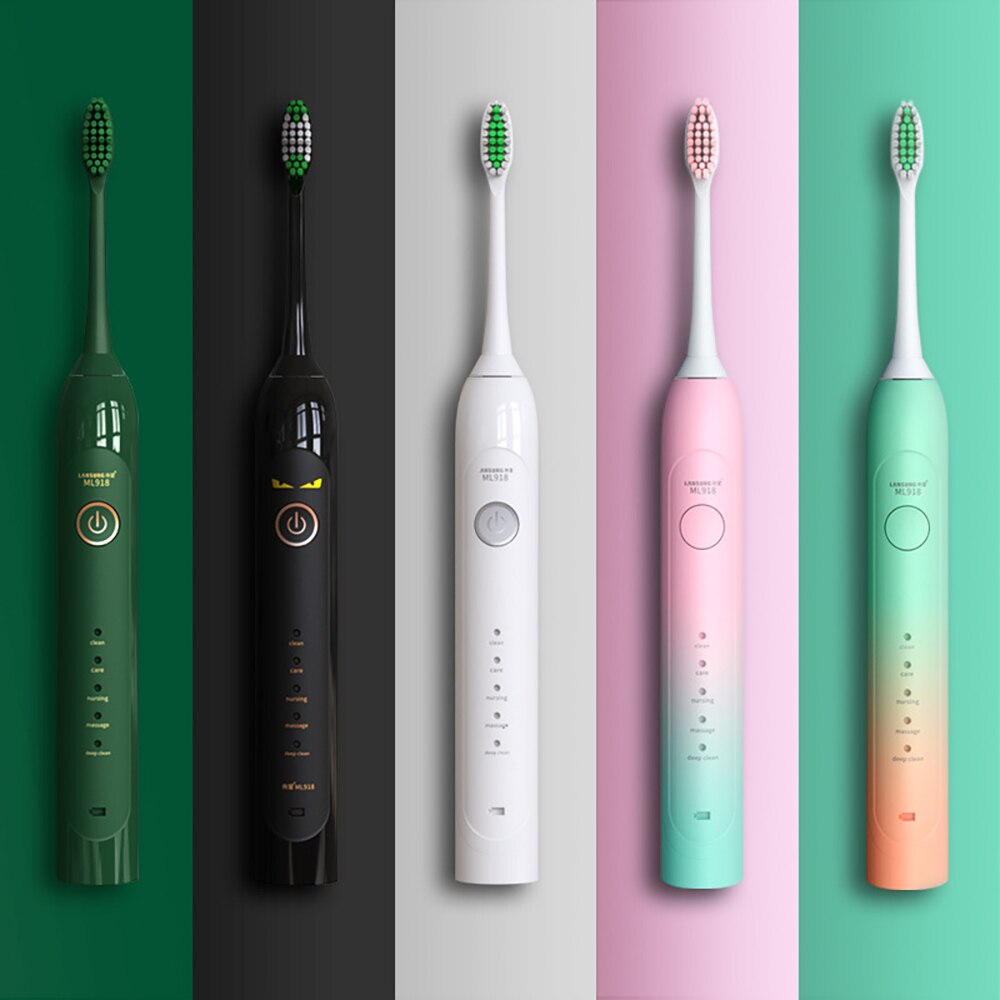 Adult Electric Toothbrush Student Rechargeable Fully Automatic 5 Mode Sonic Soft Hair Tooth Brush With 4 Brush Heads