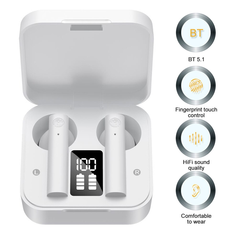 AIR 2S TWS B5.0 Bluetooth Earphones Wireless Half In-Ear Sports Headset Stereo Earbuds Mini Dual Microphones With Charging Box