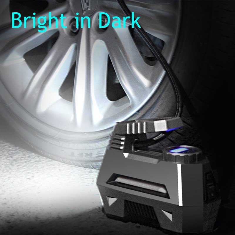 Portable Air Compressor Tire Inflator - Car Tire Pump With Digital Pressure Gauge (150 Psi 12V DC) Bright Emergency Flashlight