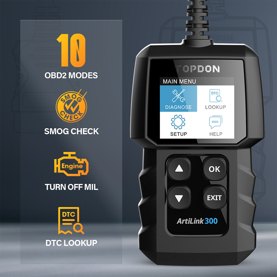 Topdon AL300 OBD2 Car Diagnostics Tool Full OBDII Scanner Code Reader Turn Off Engine Light Automotive Scanner