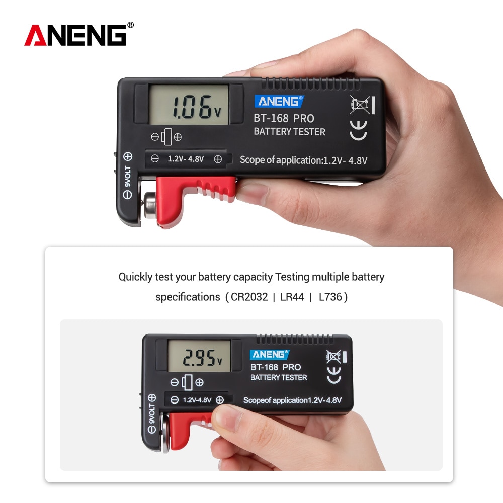 ANENG AN-168 POR Digital Lithium Battery Capacity Tester Checkered Load Analyzer Display Check AAA AA Button Cell Universal Test