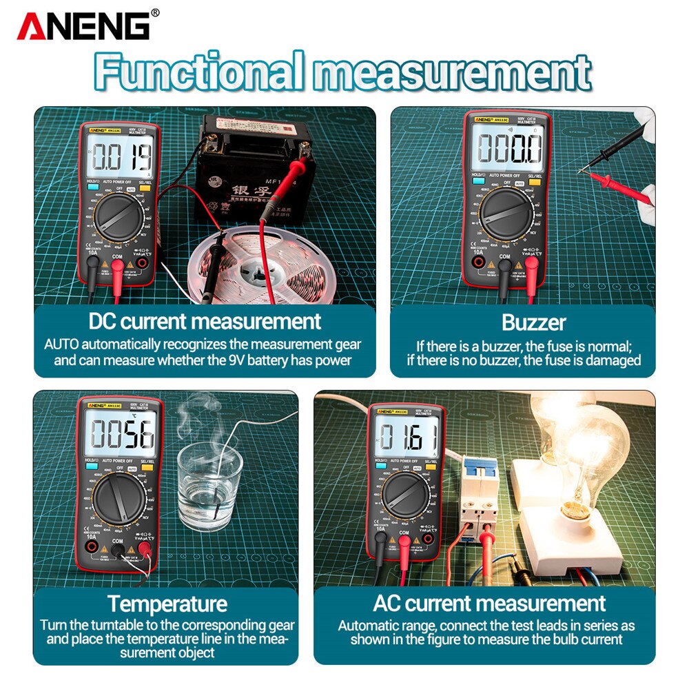 ANENG AN113C/E Digital Professional Multimeter 4000 Counts Eletric Auto AC/DC Voltage tester Current Ohm Ammeter Detector Tool