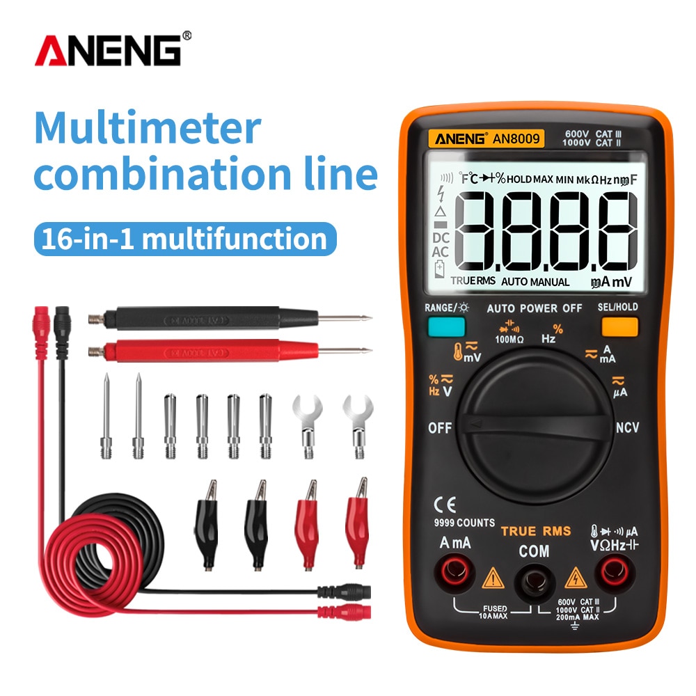 ANENG AN8009 True-RMS Digital AC/DC Multimeter Transistor Tester Professional Automotive Electrical Capacitance Meter Temp Diode