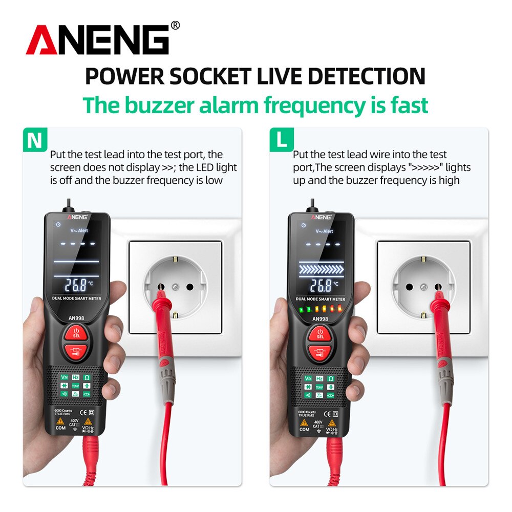 ANENG AN998 Automatic Digital 6000 Counts Professional Multimeter Eletric Auto Ranging AC/DC Voltmeter Temp Ohm Hz Detector Tool