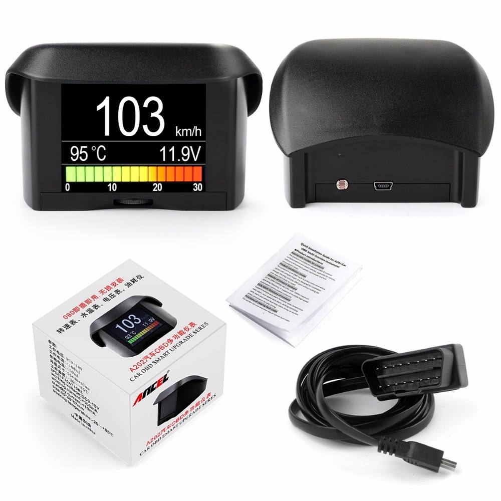 Ancel A202 On-board Computer For Car OBD2 Digital Display Fuel Consumption Speed Voltage Water Temperature Gauge OBD HUD Display