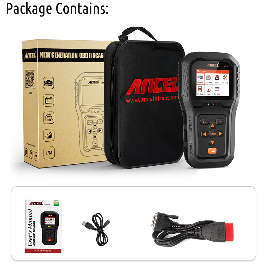 ANCEL AD510 Automotive OBD2 Scanner Engine Check Multilingual Code Reader Car Battery Tester Auto Diagnostic Tool