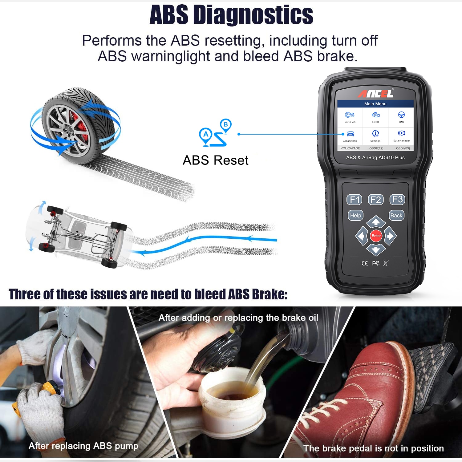 ANCEL AD610 Plus OBD2 Automotive Scanner Engine Check ABS SRS Airbag SAS Reset Code Reader for Autotool Diagnostic Scanner Tools