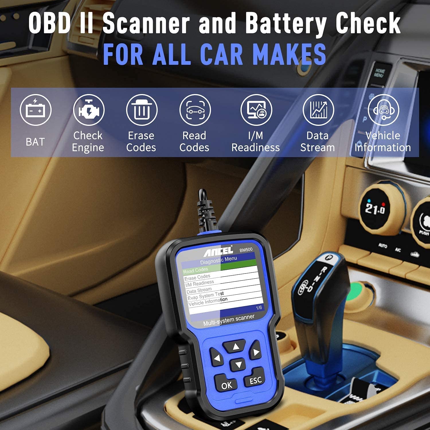 ANCEL BM500 OBD2 Scanner All System Car Diagnostic Tool Engine ABS SRS SAS EPB ETC BMS PCM Oil Reset Automotive Scanner for BMW