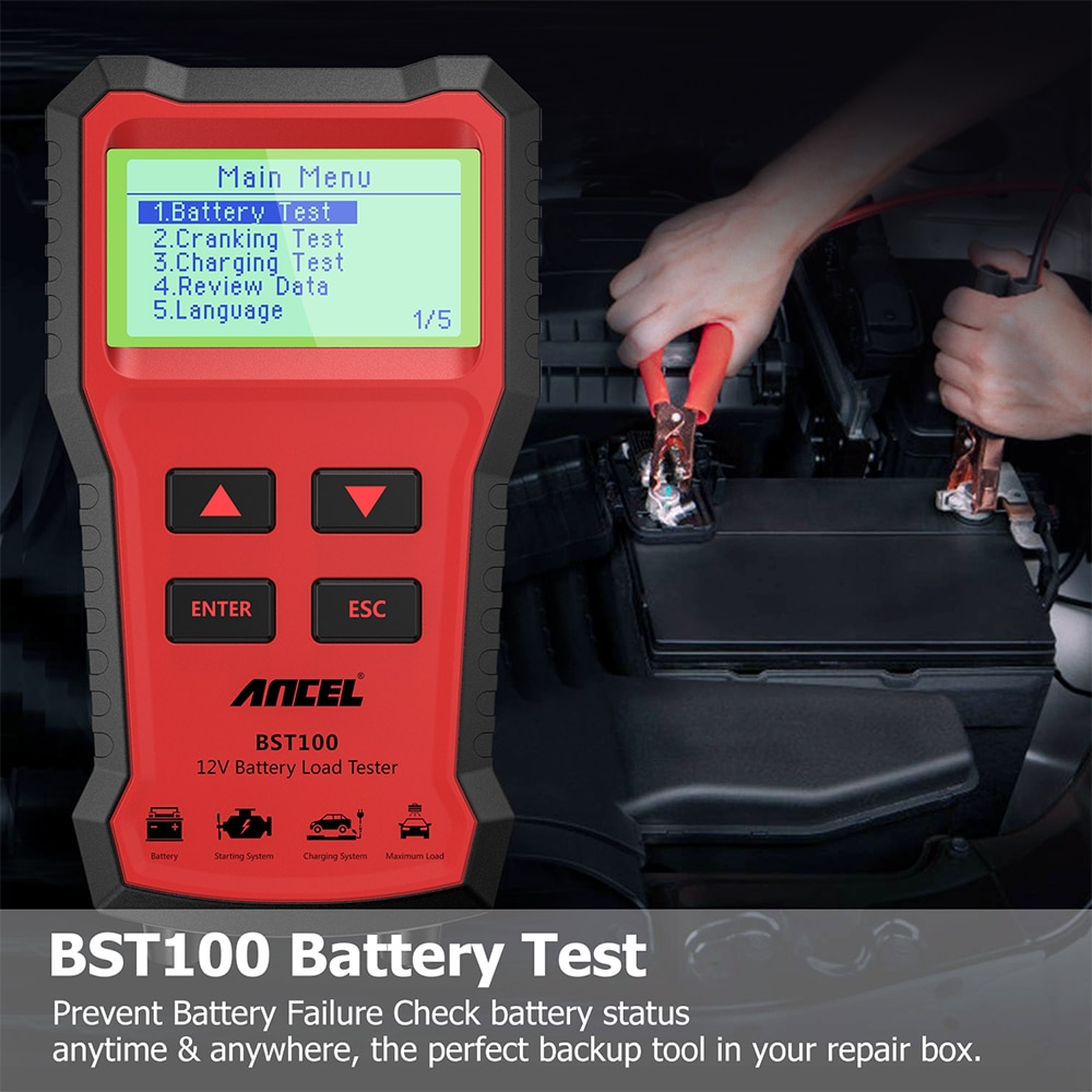 Ancel BST100 Car Battery Tester OBD2 12V Cell 100-2000CCA 30-220Ah Battery System Detect Automotive  Scanner Diagnostic Tool