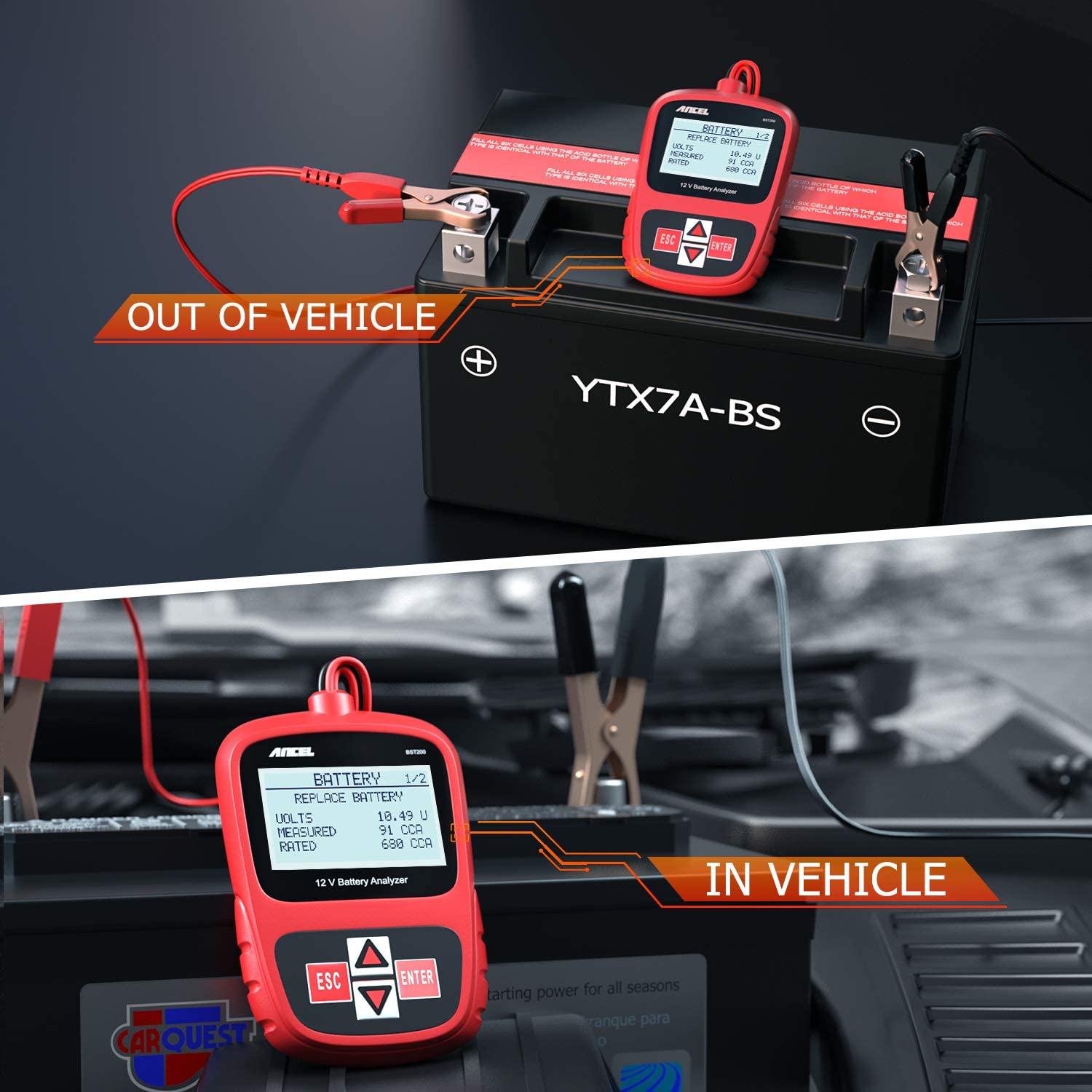 ANCEL BST200 Car Battery Tester 12V 100-1100 CCA Automotive Cell Load Test Tool Digital Analyzer Tester for Car Truck Motorcycle