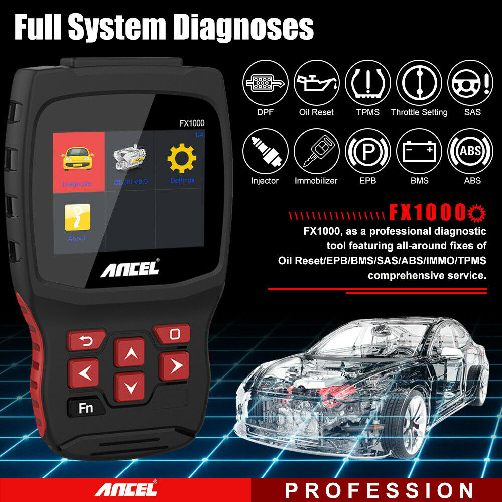 Ancel FX1000 Car Diagnostic Scanner Tool Full System ABS DPF EPB Oil Reset for BMW Benz VW Audi Toyota OBD2 Automotive Scanner