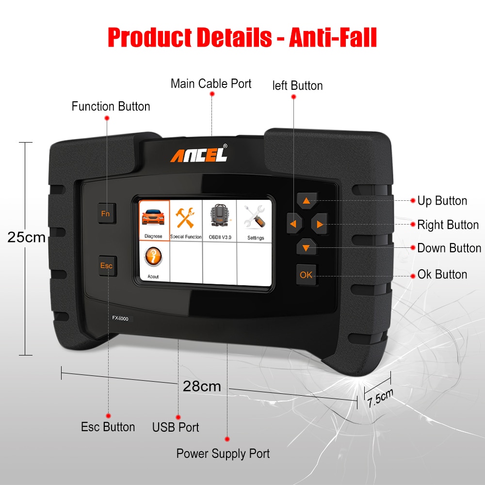 Ancel FX4000 Professional OBD2 Automotive Scanner Full System ABS EPB Oil Service Reset OBD Car Diagnostic Tool OBD2 Scanner