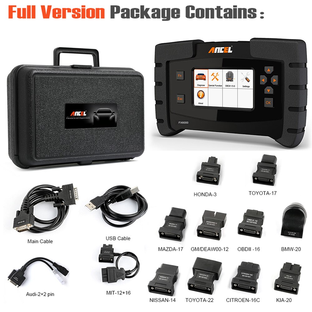 Ancel FX6000 OBD2 Car Diagnostic Scanner All System Scanner Automotive ABS EPB DPF Code Programming OBD Scanner Diagnostic Tool