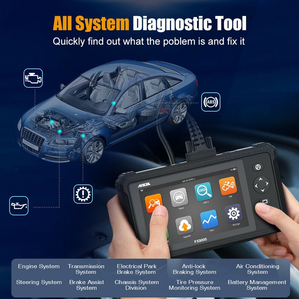 Ancel FX9000 OBD2 Diagnostic Tools Automotive Scanner Professional Full System DPF TPMS IMMO Oil Reset for OBD2 Auto Scanner