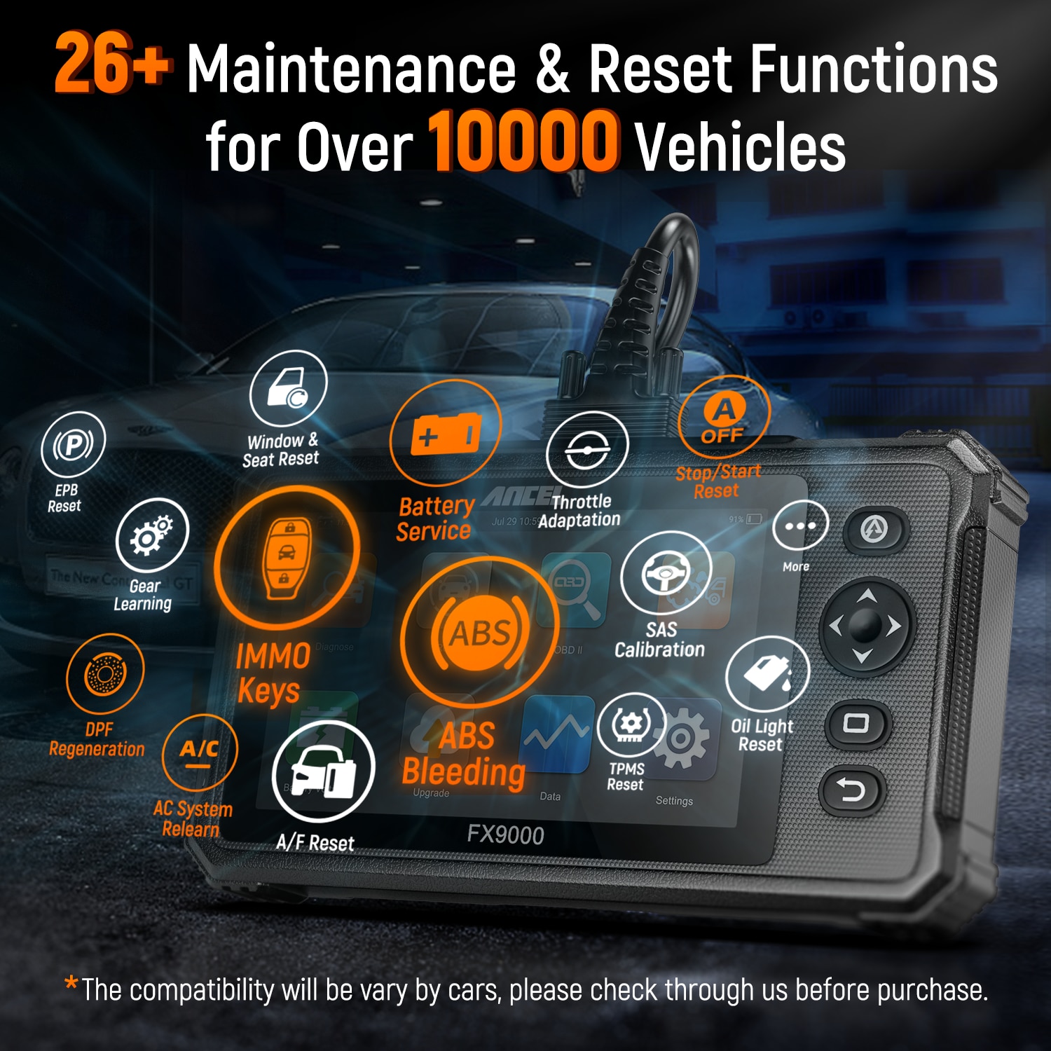 Ancel FX9000 OBD2 Diagnostic Tools Automotive Scanner Professional Full System DPF TPMS IMMO Oil Reset for OBD2 Auto Scanner