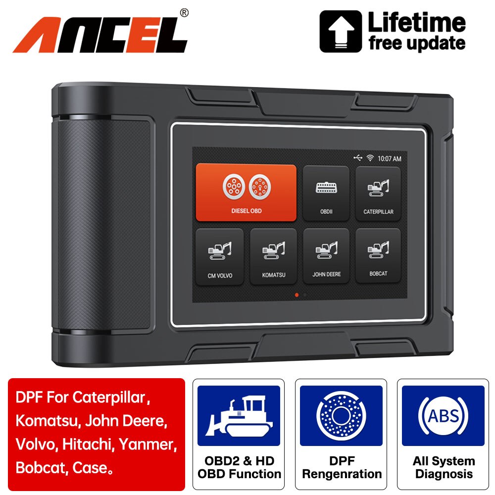 ANCEL HD3600 Construction Machinery Scan Tool DPF Reset Full System Heavy Duty Truck Scanner Tools for Caterpillar/Komatsu/Volvo