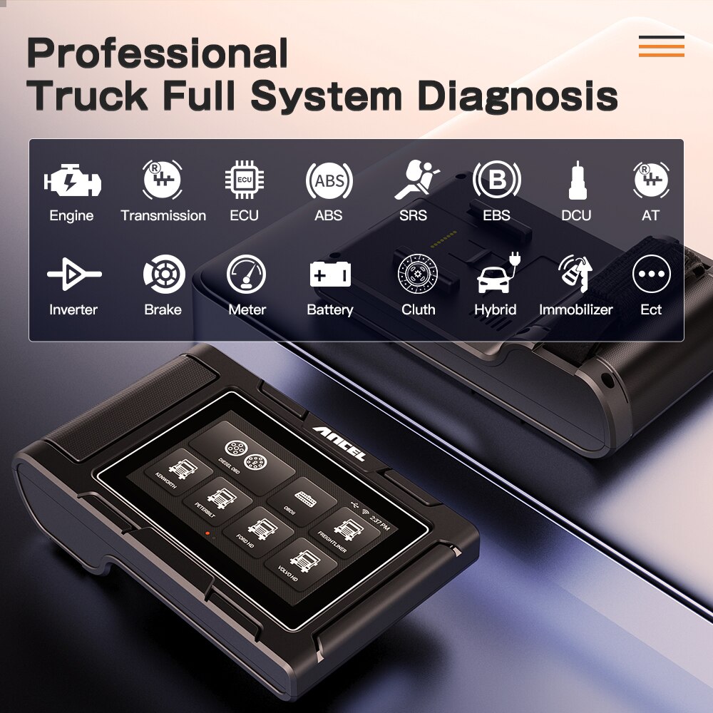 ANCEL HD3100/HD3200 Heavy Duty Diesel Truck Diagnostic Scanner 12V 24V Car 2 in 1 Full System DPF Pin Detect OBD2 Automotive Truck Scanner
