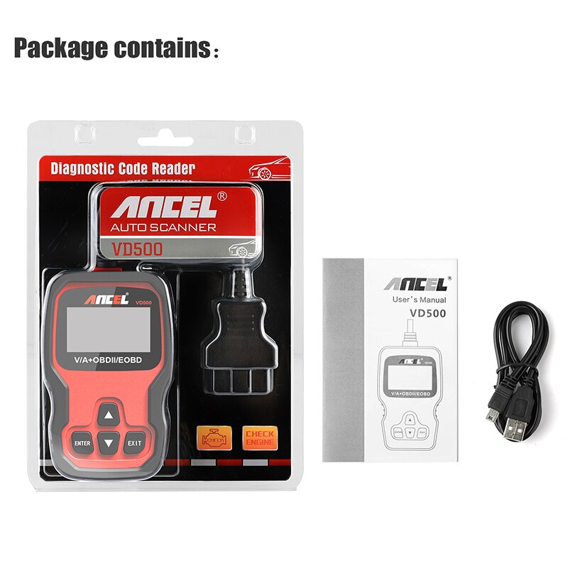 ANCEL VD500 OBD II Diagnostic Scanner For Volkswagen VW Audi Skoda Diagnosis Check Engine Light ABS SRS Code Reader Full System