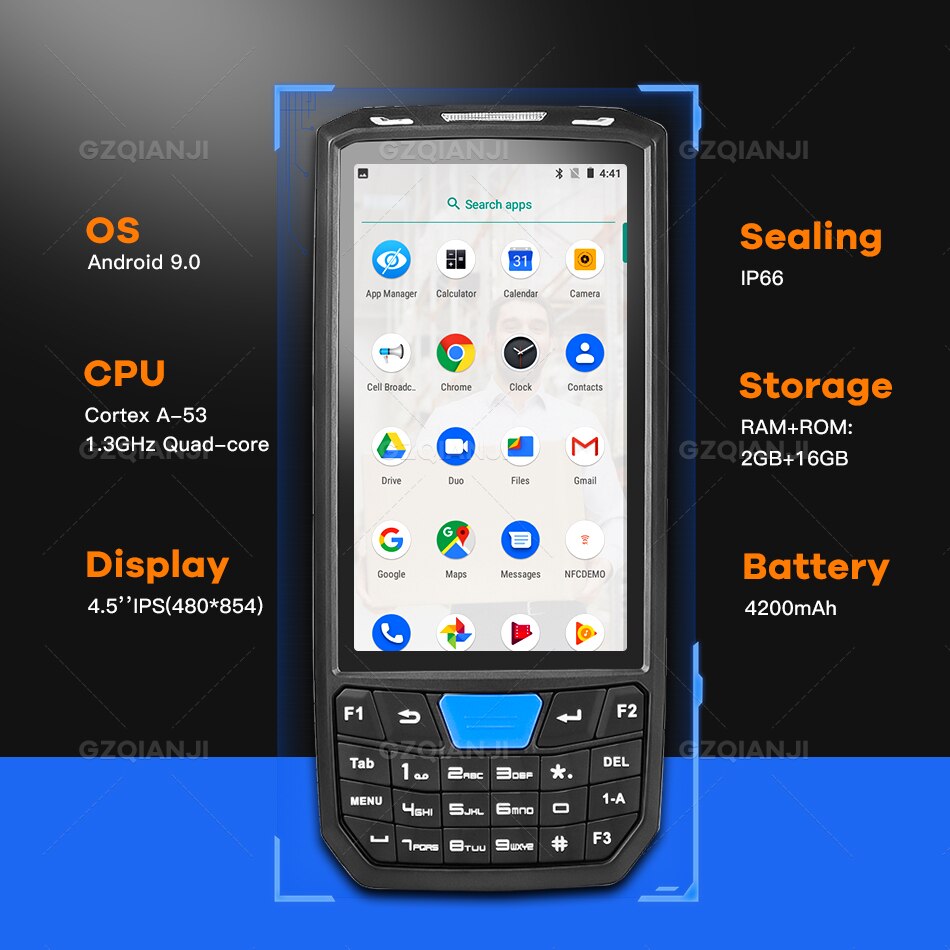 Android 9.0 PDA Rugged Handheld Terminal PDA Data Collector Honeywell 1D 2D QR Barcode Scanner Inventory Wireless 4G GPS POS PDA