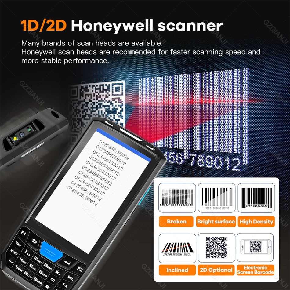 Android 9.0 PDA Rugged Handheld Terminal PDA Data Collector Honeywell 1D 2D QR Barcode Scanner Inventory Wireless 4G GPS POS PDA