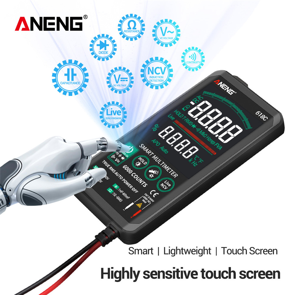 ANENG 618A/618B/618C Digital Multimeter Smart Touch DC Analog Bar True RMS Auto Tester Professional Transistor Capacitor NCV Testers Meter