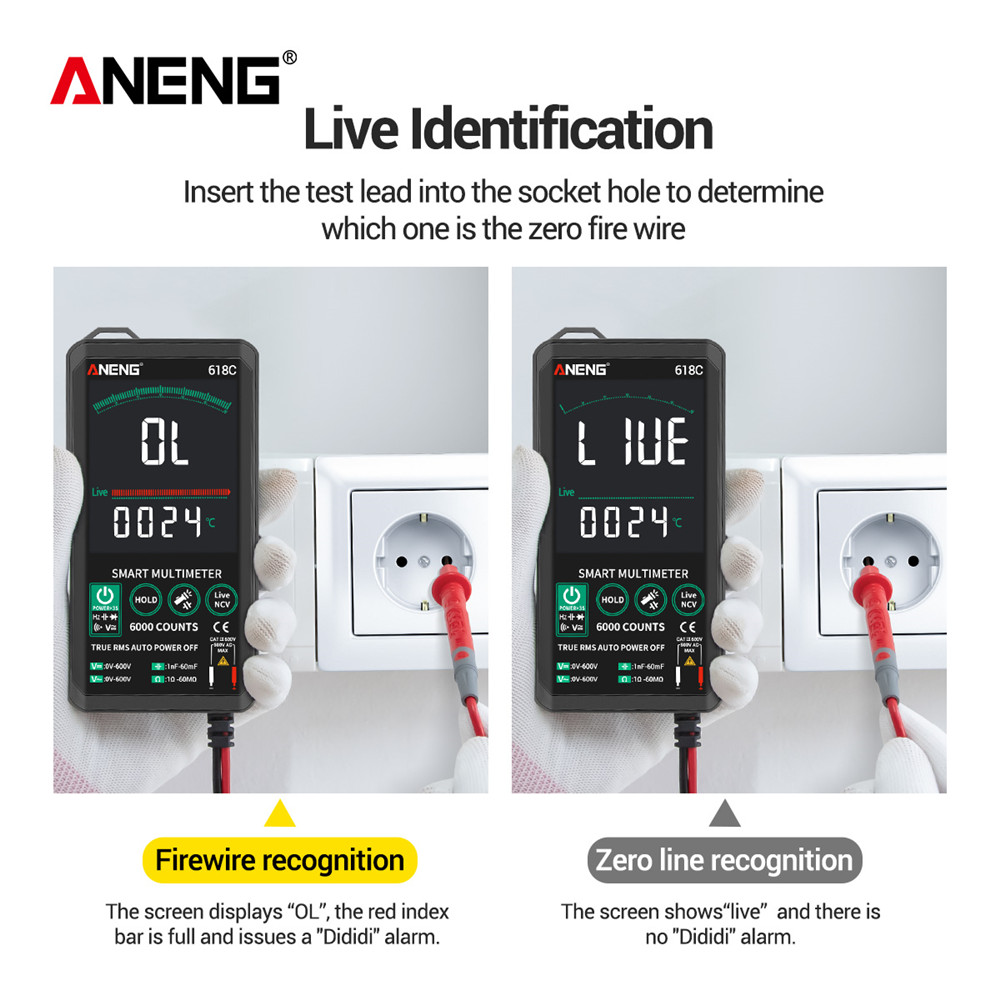 ANENG 618A/618B/618C Digital Multimeter Smart Touch DC Analog Bar True RMS Auto Tester Professional Transistor Capacitor NCV Testers Meter