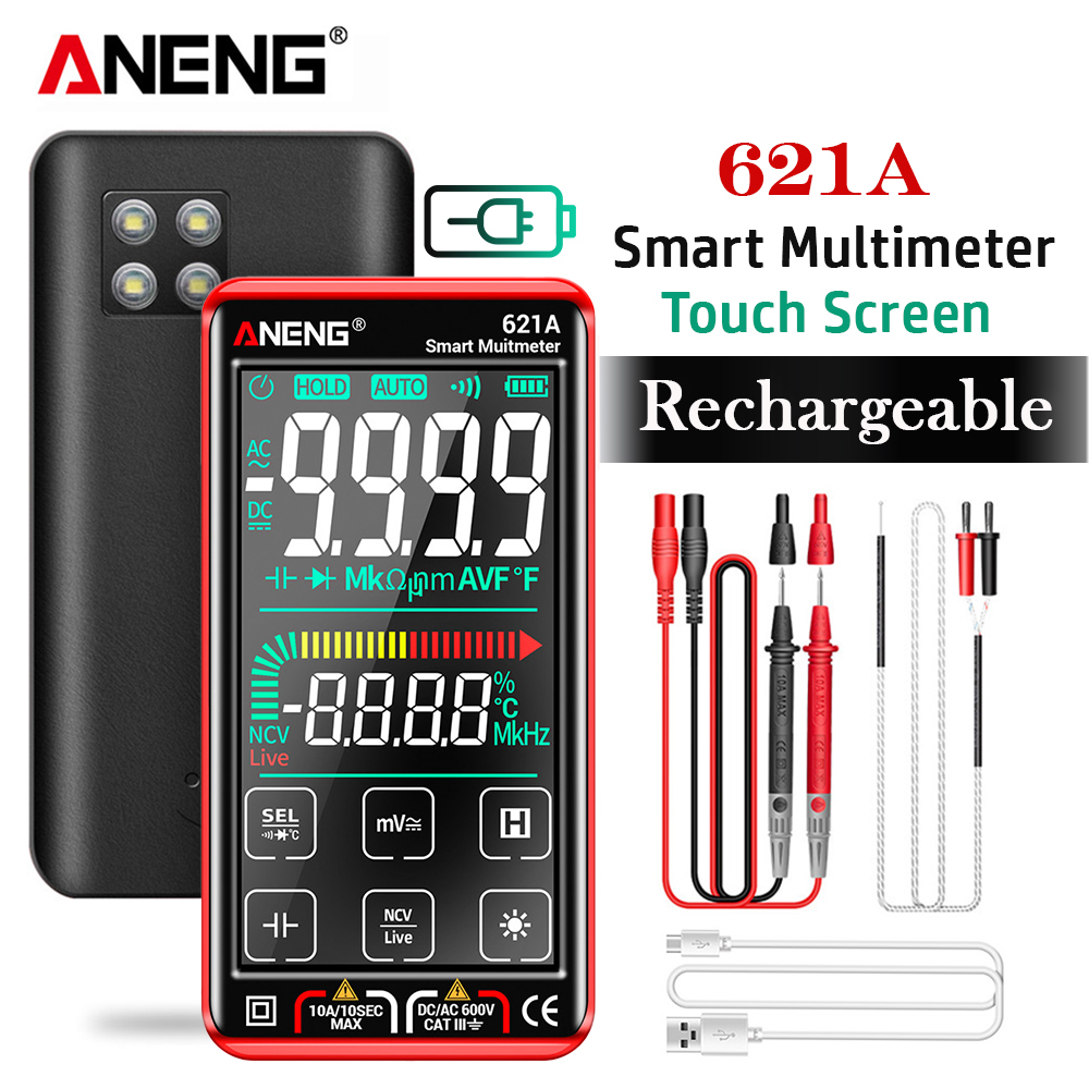 ANENG 621A Smart Digital Multimeter Touch Screen Multimetro Tester transistor 9999 Counts True RMS Auto Range DC/AC 10A Meter