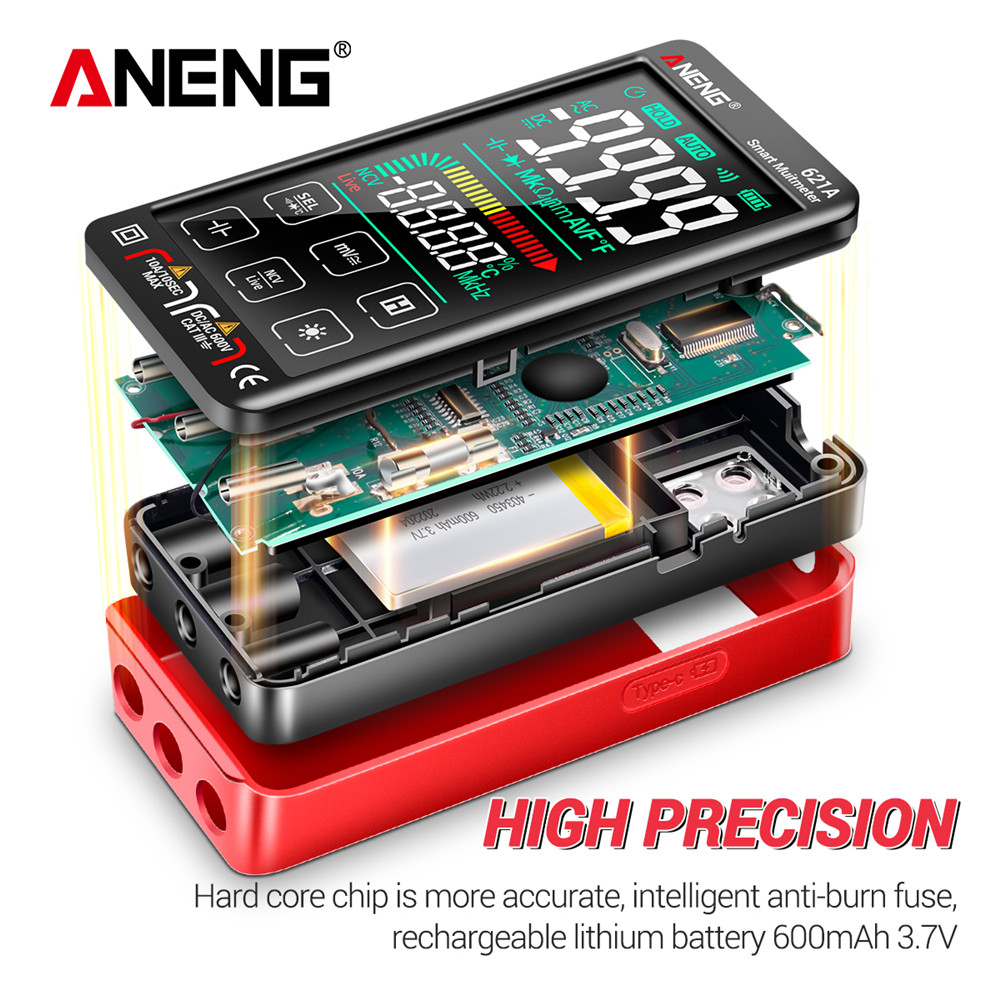 ANENG 621A Smart Digital Multimeter Touch Screen Multimetro Tester transistor 9999 Counts True RMS Auto Range DC/AC 10A Meter