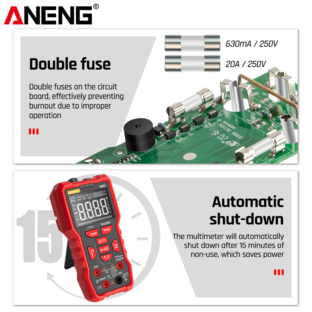 ANENG AN82 PRO Digital Multimeter Professional 9999 DIY Transistor Capacitor NCV Testers True RMS Analog meter Multimetro