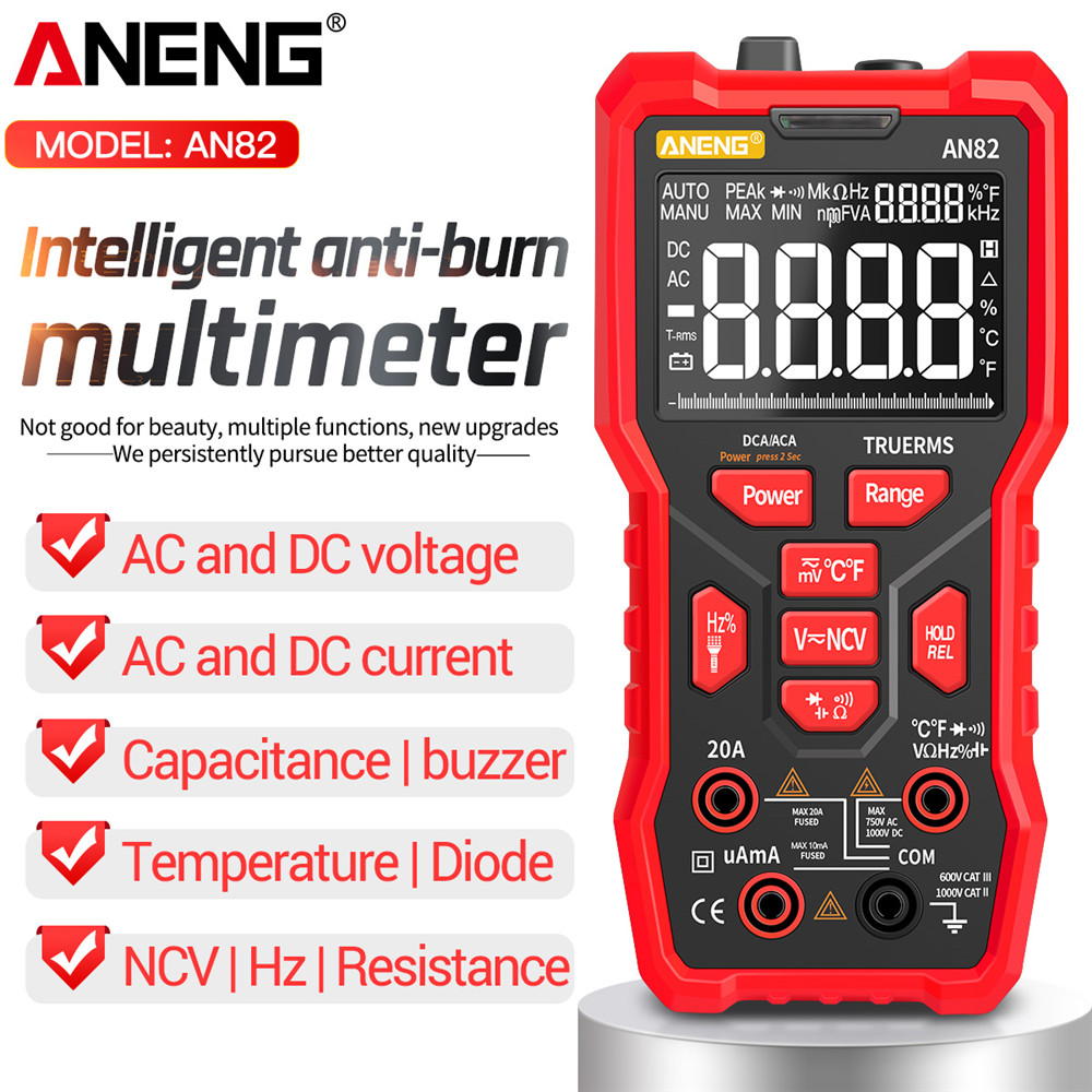 ANENG AN82 PRO Digital Multimeter Professional 9999 DIY Transistor Capacitor NCV Testers True RMS Analog meter Multimetro