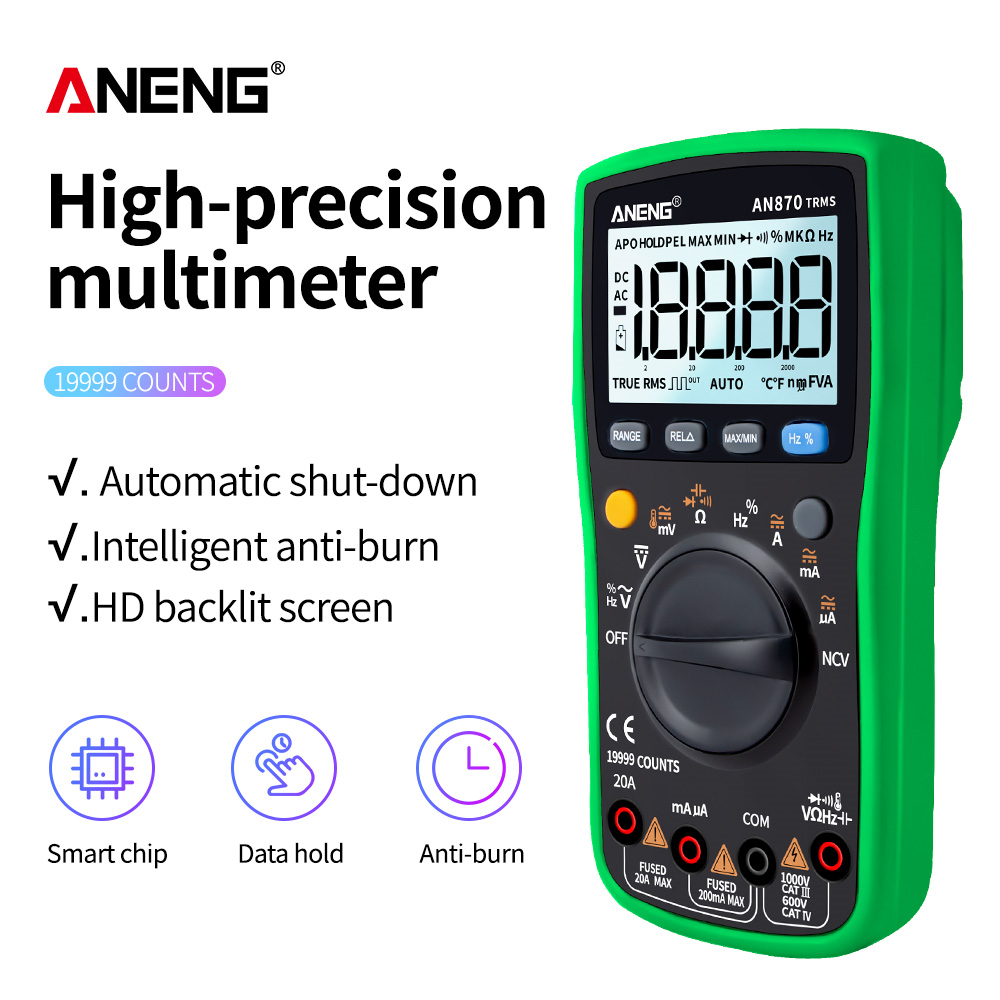 ANENG AN870  Digital Multimeter 19999 Counts True Rms Multimeters Transistor Tester Voltimetro Profesional Capacitance Meter