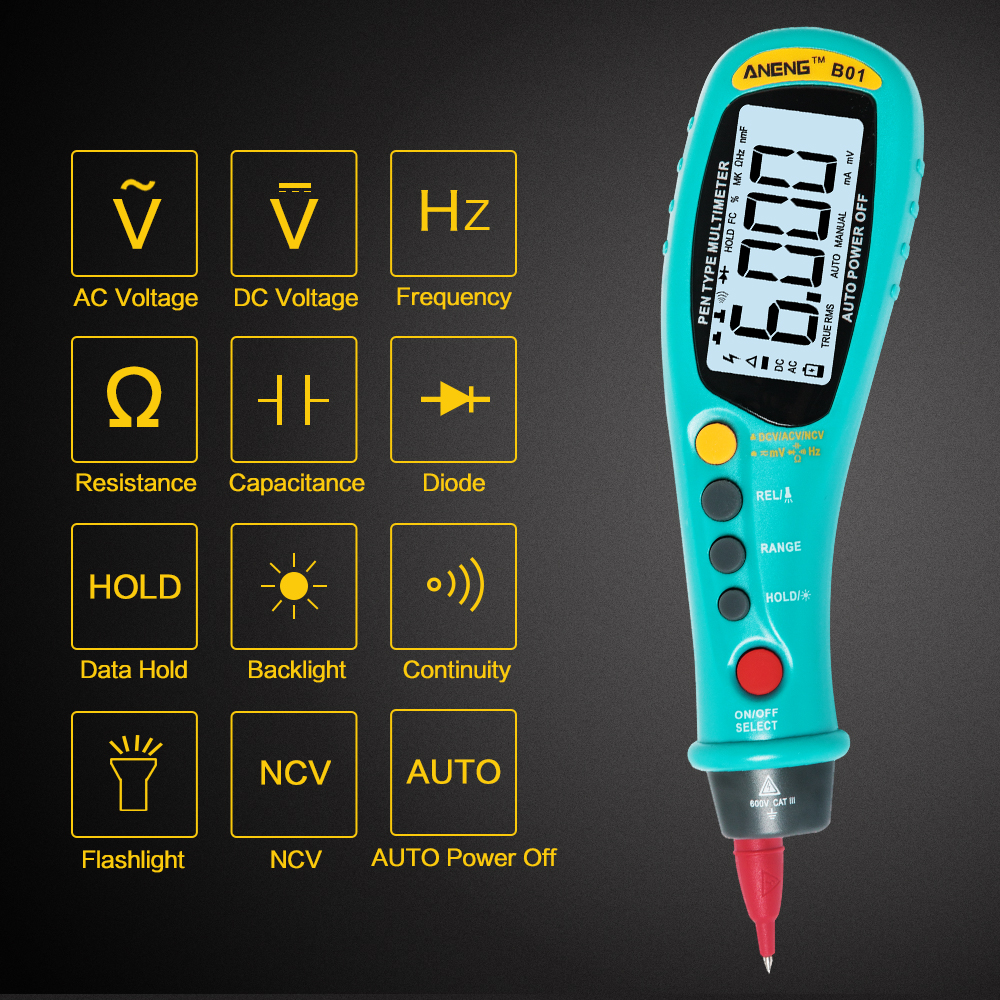 ANENG B01 Digital Multimeter Pen Type Tool 6000 Counts Capacitor Tester Testers Be True Transistor Tester Smd Digital Meter