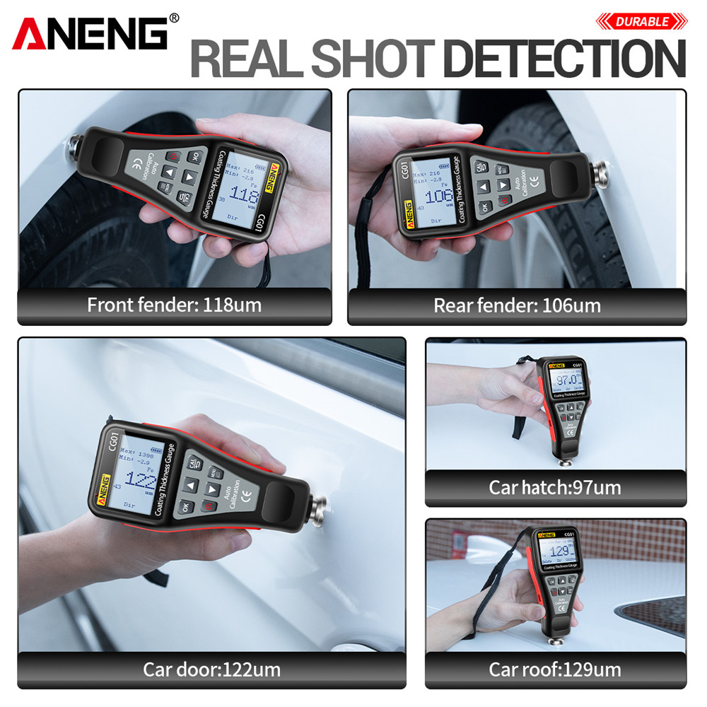 ANENG CG01 Coating Thickness Gauge Measuring FE/NFE 0.1micron/0-1500 Car Paint Film Thickness Tester Russian Manual Paint Tool